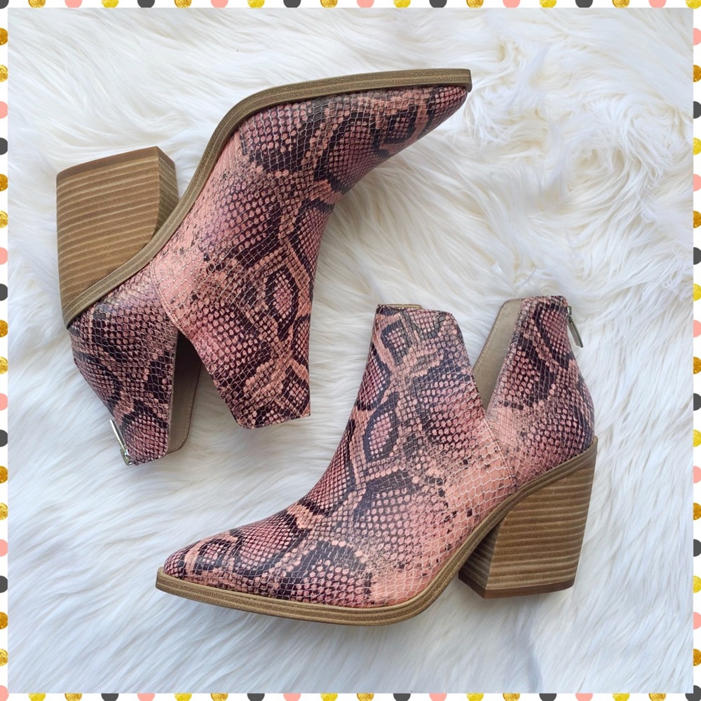 Vince Camuto Gigietta Rosewood Snakeskin Bootie
